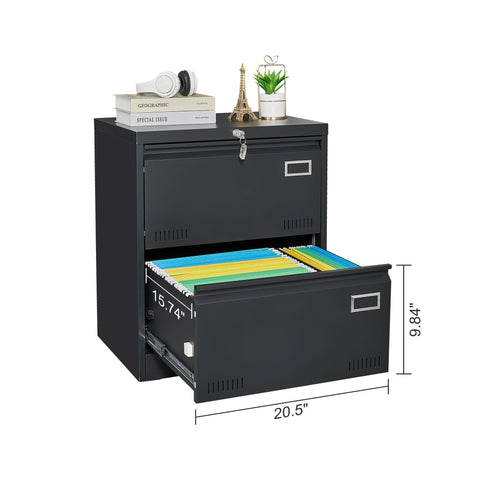 3 - Drawer Black Metal Filing Cabinet with Secure Lock, Modern Office Storage Solution - The unKAGEd Shop