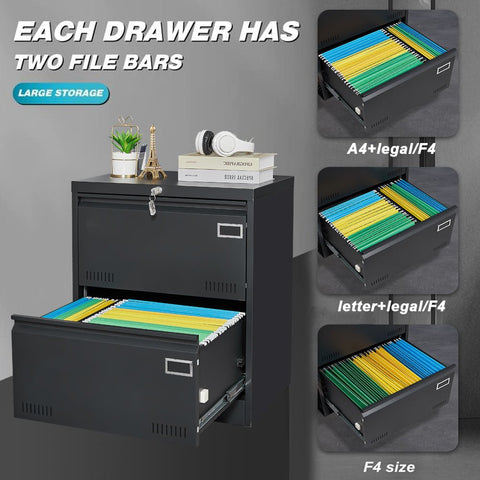 3 - Drawer Black Metal Filing Cabinet with Secure Lock, Modern Office Storage Solution - The unKAGEd Shop