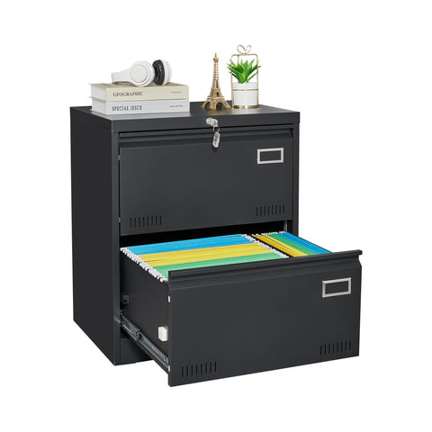 3 - Drawer Black Metal Filing Cabinet with Secure Lock, Modern Office Storage Solution - The unKAGEd Shop