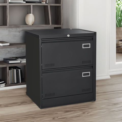 3 - Drawer Black Metal Filing Cabinet with Secure Lock, Modern Office Storage Solution - The unKAGEd Shop