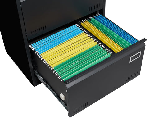 3 - Drawer Black Metal Filing Cabinet with Secure Lock, Modern Office Storage Solution - The unKAGEd Shop