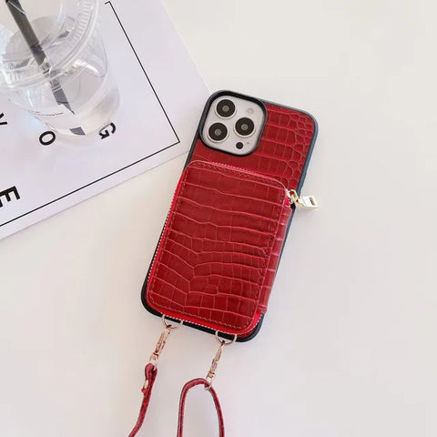 Luxury Leather Wallet Crossbody Lanyard Soft Phone Case Back Hard Cover - The unKAGEd Shop
