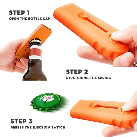 Catapult Style Bottle Opener with Keychain - Launch Caps Over 5 Metres! - The unKAGEd Shop