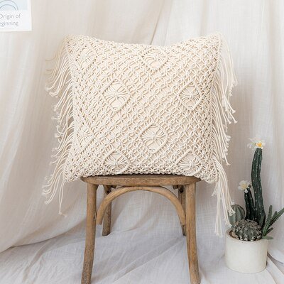 Cozy Nordic Patchwork Inspired Knit Pillowcase with Tassels - 45x45cm - The unKAGEd Shop