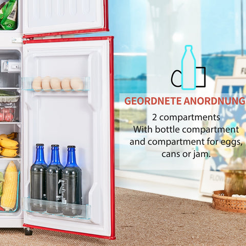 Dual Zone Vintage Red Refrigerator with 3.3 Fridge + 1.2 Freezer, 4.5 cu. ft., 16.69" x 17.52" x 40.08" - The unKAGEd Shop