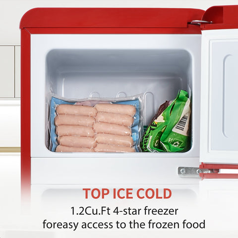 Dual Zone Vintage Red Refrigerator with 3.3 Fridge + 1.2 Freezer, 4.5 cu. ft., 16.69" x 17.52" x 40.08" - The unKAGEd Shop