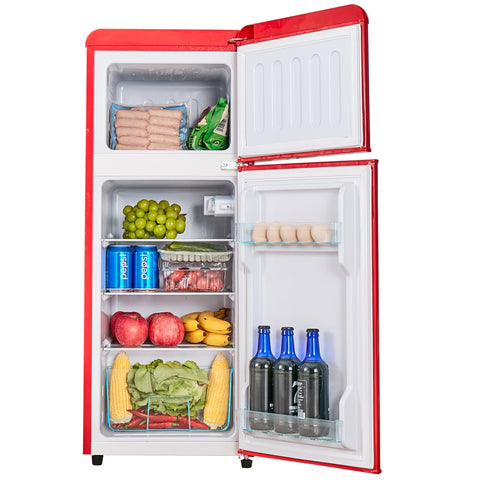 Dual Zone Vintage Red Refrigerator with 3.3 Fridge + 1.2 Freezer, 4.5 cu. ft., 16.69" x 17.52" x 40.08" - The unKAGEd Shop