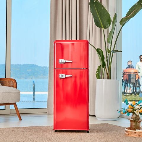 Dual Zone Vintage Red Refrigerator with 3.3 Fridge + 1.2 Freezer, 4.5 cu. ft., 16.69" x 17.52" x 40.08" - The unKAGEd Shop