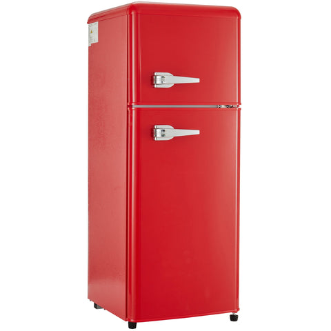 Dual Zone Vintage Red Refrigerator with 3.3 Fridge + 1.2 Freezer, 4.5 cu. ft., 16.69" x 17.52" x 40.08" - The unKAGEd Shop