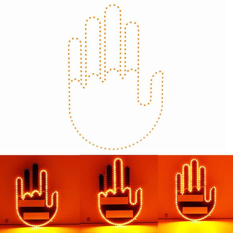 Funny Gift Gesture LED Car Middle Finger Back Window Car Sign LED Hand Novelty Car Interior Decoration Suspension In The Car - The unKAGEd Shop