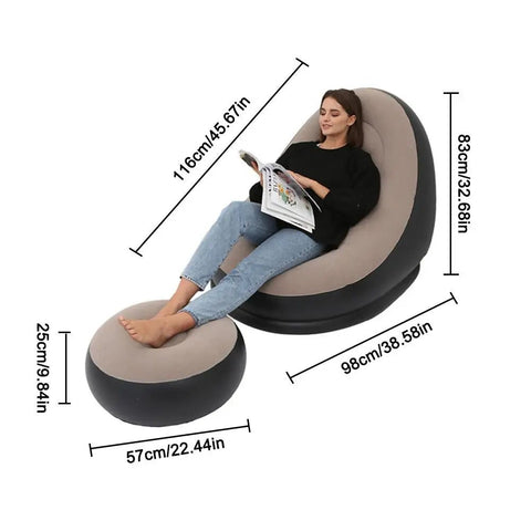 Iatable Air Mattress Lazy Sofa Deck Chair Comfortable Leg Stool Rest Single Beanbag for home and Outdoor Use - The unKAGEd Shop