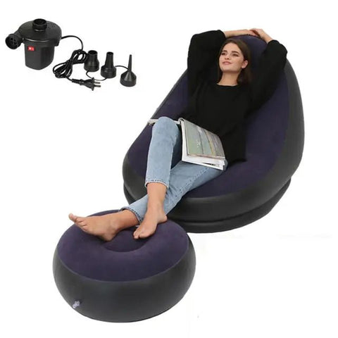 Iatable Air Mattress Lazy Sofa Deck Chair Comfortable Leg Stool Rest Single Beanbag for home and Outdoor Use - The unKAGEd Shop