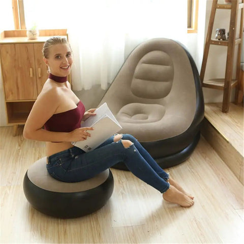 Iatable Air Mattress Lazy Sofa Deck Chair Comfortable Leg Stool Rest Single Beanbag for home and Outdoor Use - The unKAGEd Shop