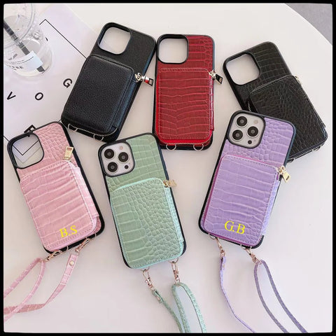 Luxury Leather Wallet Crossbody Lanyard Soft Phone Case Back Hard Cover - The unKAGEd Shop