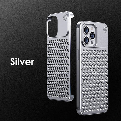 Metal Heat Dissipation Phone Case for iPhone 13 12 14 15 Pro Max Plus Cooling Fragrance Rimless Hollow Aluminum Shockproof Case - The unKAGEd Shop