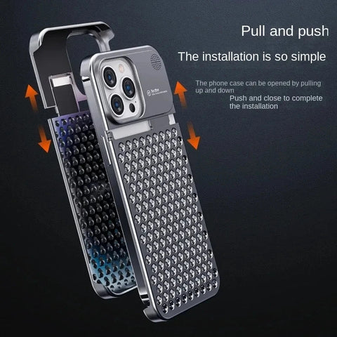 Metal Heat Dissipation Phone Case for iPhone 13 12 14 15 Pro Max Plus Cooling Fragrance Rimless Hollow Aluminum Shockproof Case - The unKAGEd Shop