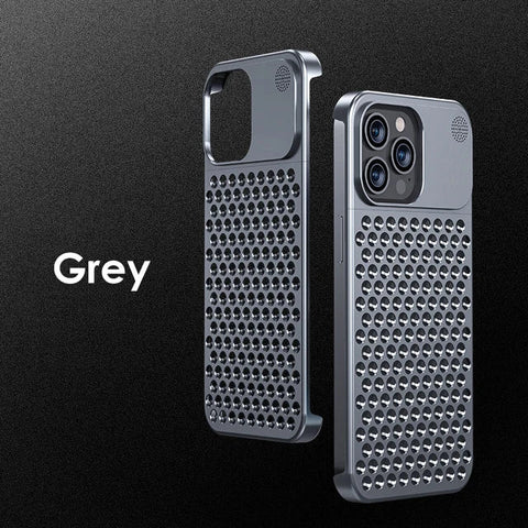 Metal Heat Dissipation Phone Case for iPhone 13 12 14 15 Pro Max Plus Cooling Fragrance Rimless Hollow Aluminum Shockproof Case - The unKAGEd Shop