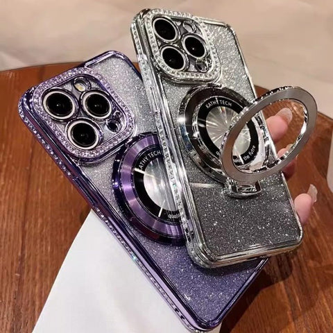 Phone case magnetic bracket Apple 14ProMax electroplated case - The unKAGEd Shop