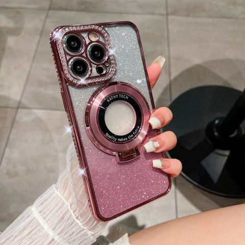 Phone case magnetic bracket Apple 14ProMax electroplated case - The unKAGEd Shop