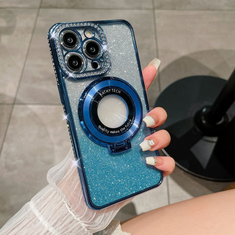Phone case magnetic bracket Apple 14ProMax electroplated case - The unKAGEd Shop