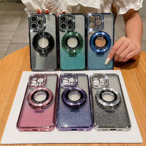 Phone case magnetic bracket Apple 14ProMax electroplated case - The unKAGEd Shop
