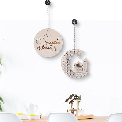 Ramadan Circle Moon Wood Piece Wall Decor Wall Hanging Modern Simple Home Decor Wall Decor - The unKAGEd Shop