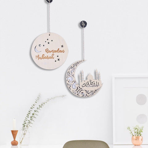Ramadan Circle Moon Wood Piece Wall Decor Wall Hanging Modern Simple Home Decor Wall Decor - The unKAGEd Shop