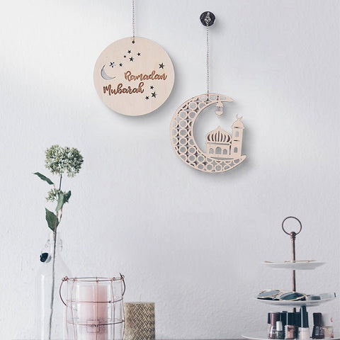 Ramadan Circle Moon Wood Piece Wall Decor Wall Hanging Modern Simple Home Decor Wall Decor - The unKAGEd Shop