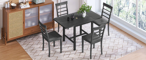 TOPMAX 5 - Piece Expandable Gray Wooden Dining Set with 4 Ladder Back Chairs - The unKAGEd Shop