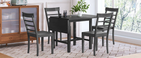 TOPMAX 5 - Piece Expandable Gray Wooden Dining Set with 4 Ladder Back Chairs - The unKAGEd Shop