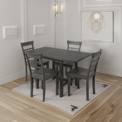 TOPMAX 5 - Piece Expandable Gray Wooden Dining Set with 4 Ladder Back Chairs - The unKAGEd Shop