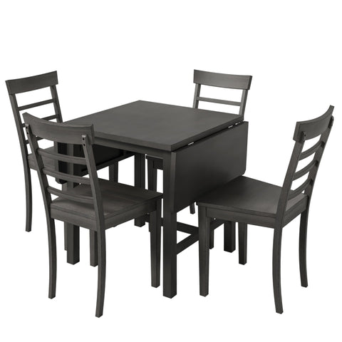 TOPMAX 5 - Piece Expandable Gray Wooden Dining Set with 4 Ladder Back Chairs - The unKAGEd Shop