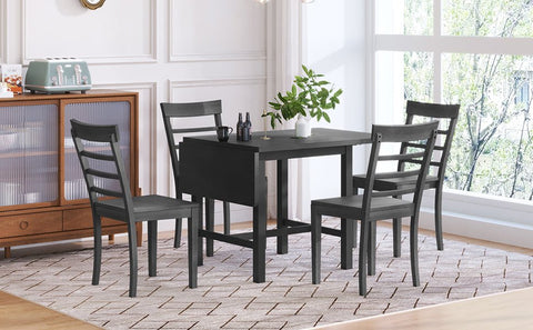 TOPMAX 5 - Piece Expandable Gray Wooden Dining Set with 4 Ladder Back Chairs - The unKAGEd Shop