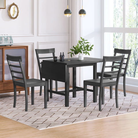 TOPMAX 5 - Piece Expandable Gray Wooden Dining Set with 4 Ladder Back Chairs - The unKAGEd Shop